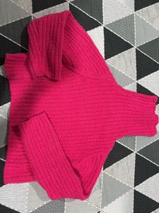 Pink Turtleneck Knit Pullover