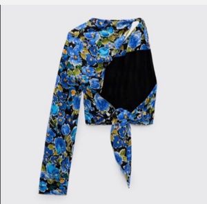 ZARA(with tag) Blue Floral Top🌼