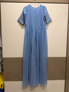 Beautiful Blue Embellished Gown with dupatta