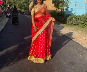 Red &amp; Gold Lehenga Choli Set