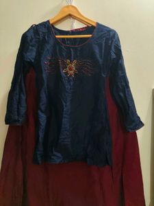 Elegant Blue top with Skirt Embellishments
