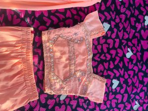 Peach Fish cut Lehenga Choli Set