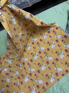 Yellow Dress Material with Cow Print