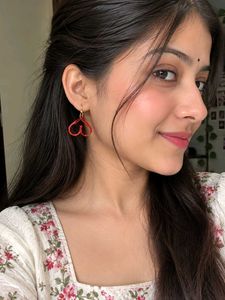 Chic Red Heart Dangle Earrings