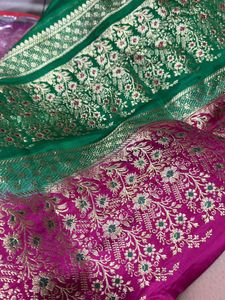 Stunning Green Banarasi pure Silk Saree
