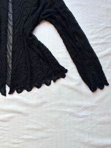 Elegant Beaded Black Blouse