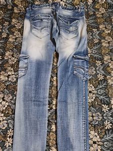 Stylish Light Wash Cargo Jeans