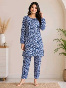 Blue Print Kurta Set