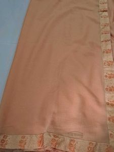 Elegant Peach Saree with Golden Border