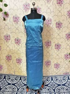 Blue Satin Two-Piece Set