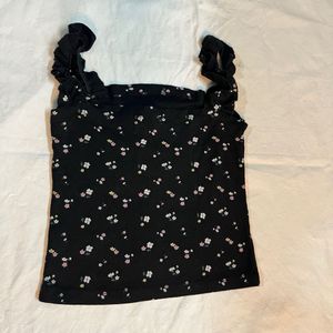 Floral Print Ribbed Tank Top