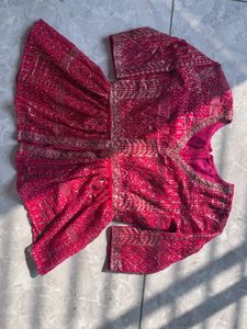 pink  &amp; Gold Embroidered Ethnic Blouse