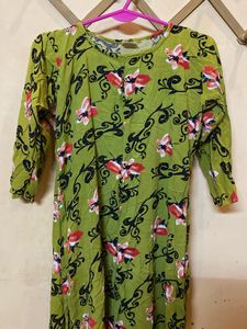 Green Floral Print Kurta