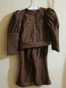 Girl's Brown Top and Pant Set