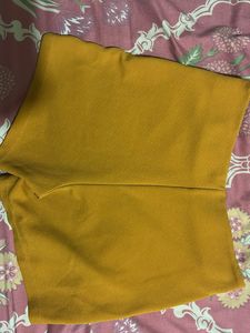Mustard Yellow Button Detail Shorts- 26 waist