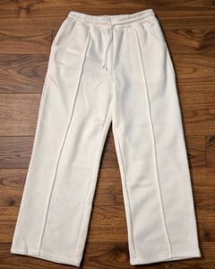 Cream Wide-Leg Lounge Pants