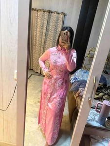Elegant Pink Embroidered japenese Gown🎀🦋