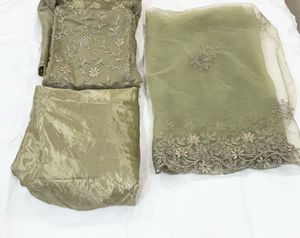 Olive Green Embroidered Kurta Set