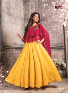 Price Drop 😍Designer Yellow & Rani Pink Dress