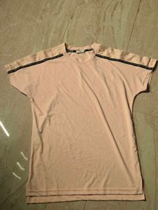 Stylish Pink T-Shirt with Logo Tape Detail
