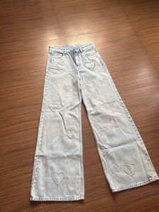 Light Wash Heart Embellished Jeans