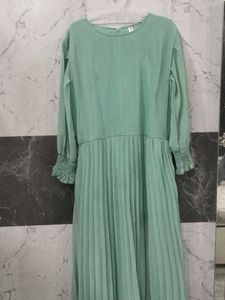 Elegant Mint Green Pleated Dress