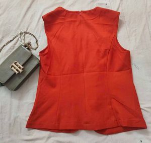 Chic maroon  Sleeveless Blazer Top