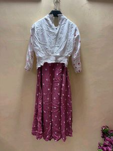 Cute White &amp; Purple Girls Dress
