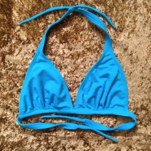Blue Halter Bikini Top