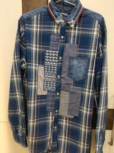 Desigual Blue Patchwork Plaid Shirt