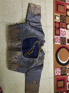 Elegant Blue Brocade Blouse