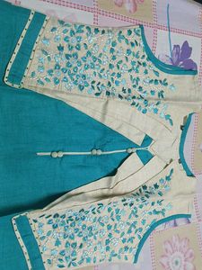 Beautiful Teal Kurta Set with Embellishments