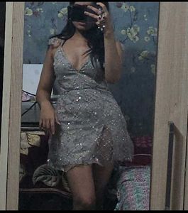 Vintage Y2K Sparkly Silver Sequin Dress