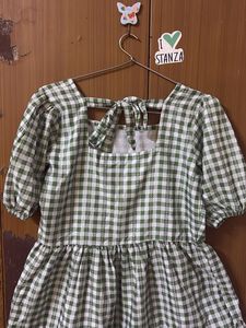 Green Gingham Ruffle Dress