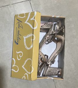 Statement Golden Branded Heel Sandles