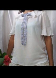White Formal Top With A Bow