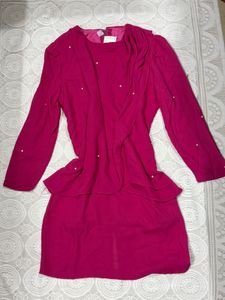 3 for 999 Chic Magenta Pearl Embellished Dress