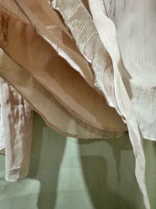 Sheer Ruffle Sleeve V-Neck Blouse