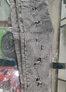 Distressed Gray Denim Jeans