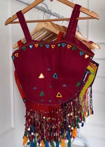 Boho Embroidered Crop Top with Tassels