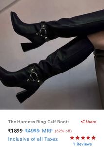 Black Harness Ring Calf Boots