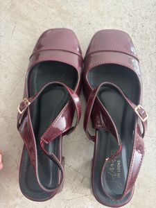 Maroon Patent Slingback Sandals