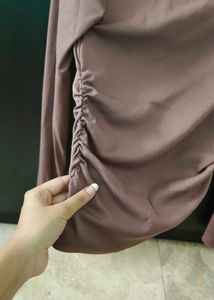 brown fitted ruched waist top 🔥