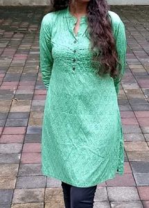 Green Printed Kurta
