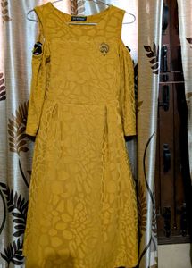 Stylish Yellow Cold Shoulder Dress