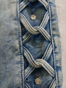 Lace-Up Detail Jeans