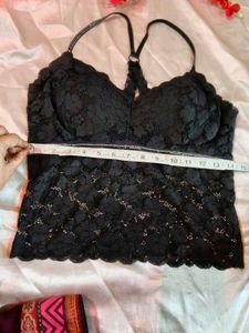 Black Lace Bralette with Rhinestones