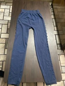 Navy Blue Pants with Pearl Detail