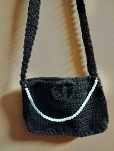 Handmade Crochet Shoulder Bag - Coffee Brown