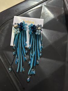 Blue Contemporary Drop Earrings